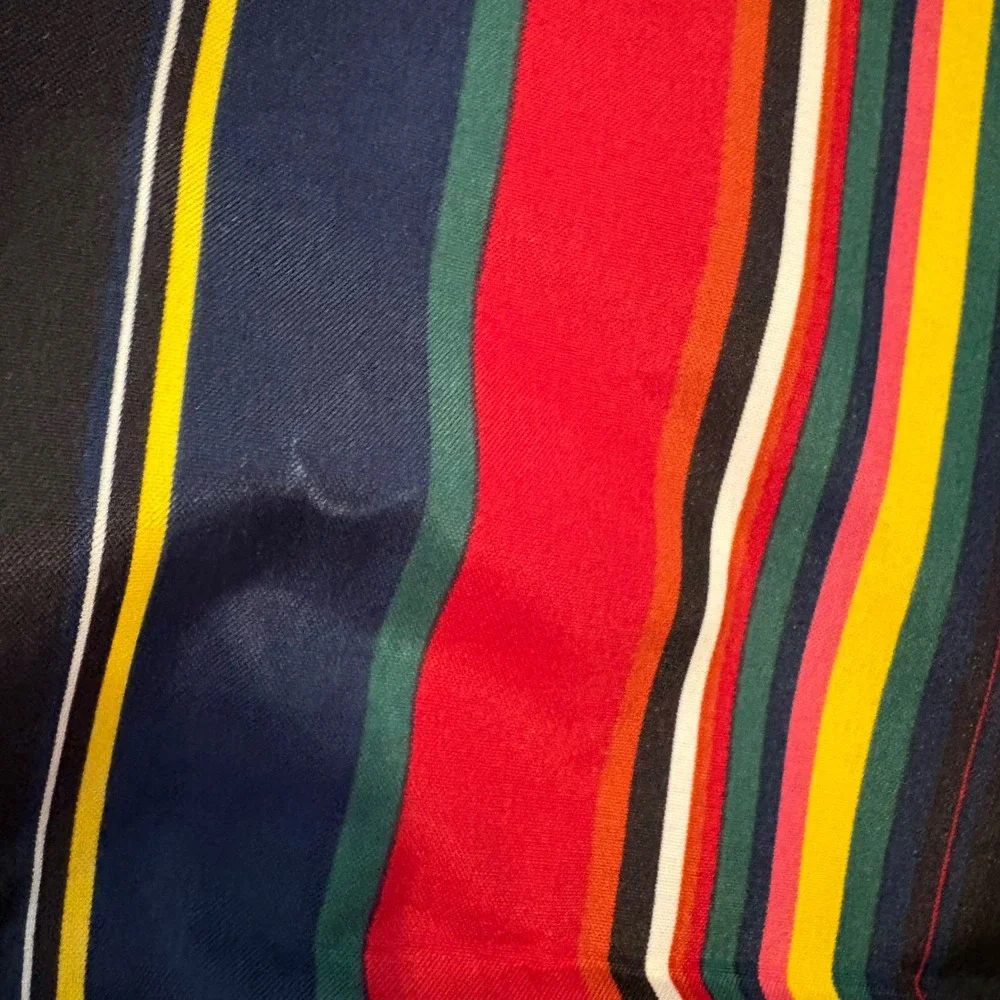 Foldable Travel Large Tote Bag Colorful‎ Striped Nylon Leather Trim